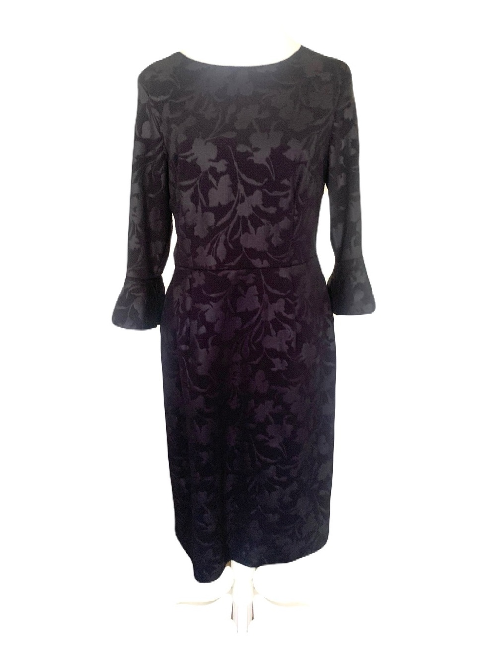 NEW Shelby & Palmer Women’s 8 Deep Navy Textured Floral Bell Cuff Dress